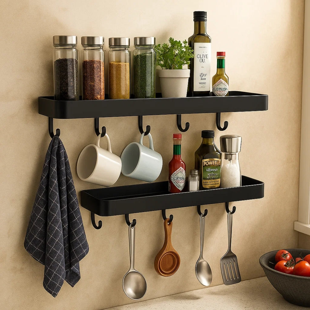 Wall Shelf Black Aluminum Organizer