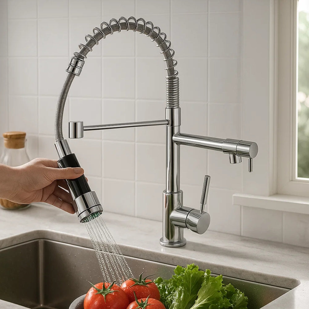 Kitchen Faucet with Dual Water Outlets