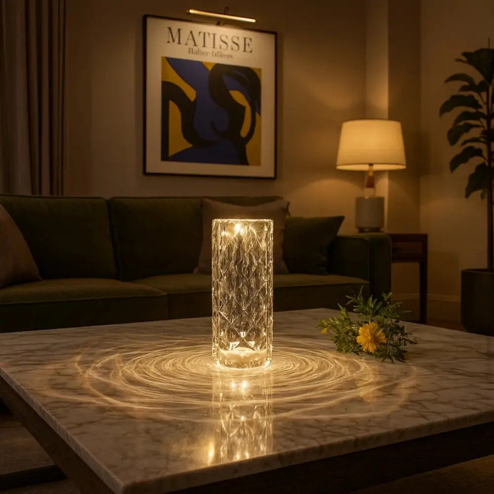 Lampe de Table en Cristal Rose Élégance Chic | Solvyn - | Delvanie