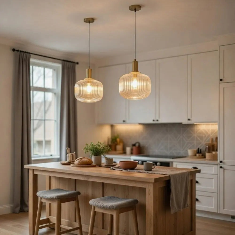 Luminaire Suspension Verre - Coloré Ondes Rétro | Chroméa - | Delvanie