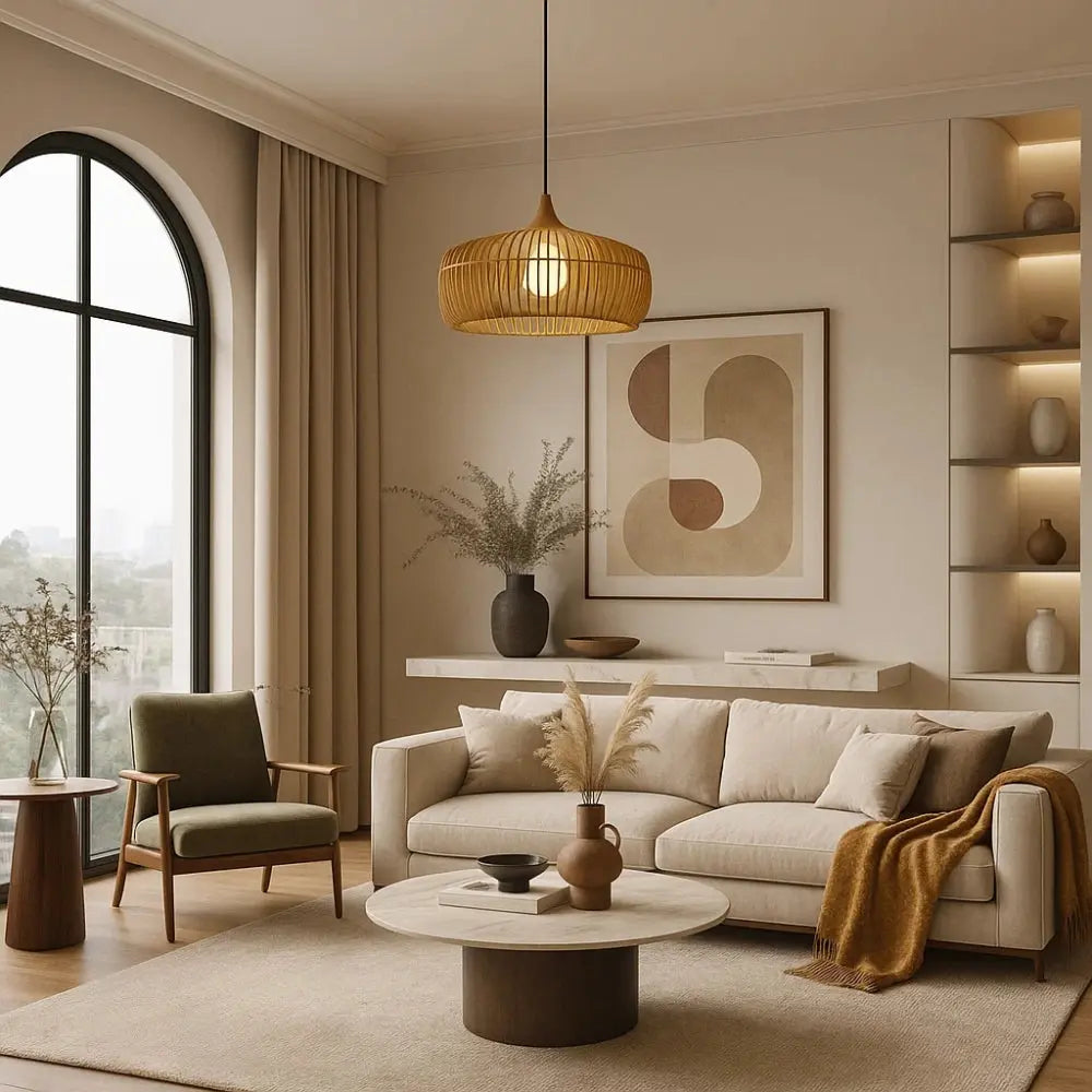 Suspension Luminaire Bois <br> Charme Zen | Japandi | Delvanie