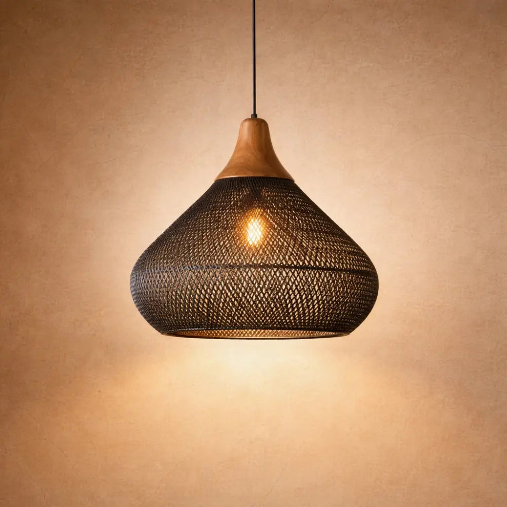 Rattan Pendant Light - Woven Bohemian Halo | Orivane