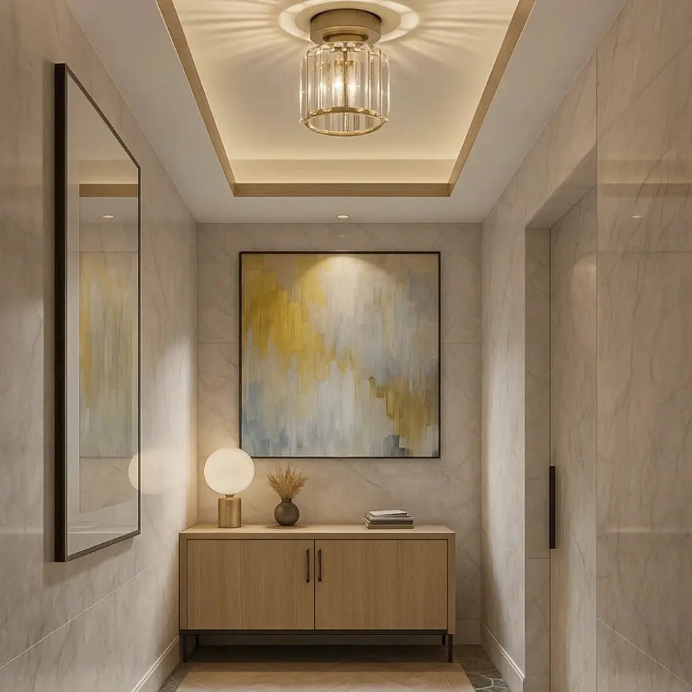 Suspension Luminaire Verre <br> Lueur Cristalline | Lumis | Delvanie