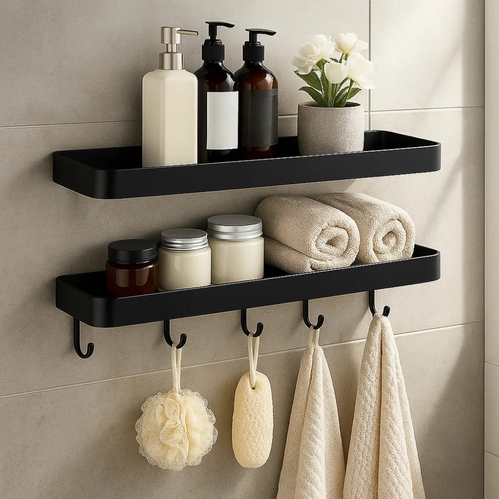 Wall Shelf Black Aluminum Organizer