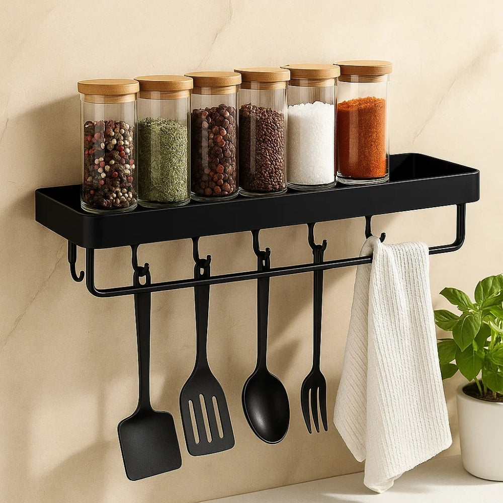 Wall Shelf Black Aluminum Organizer