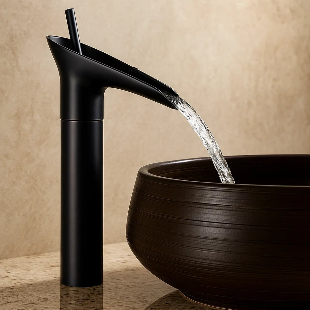 Waterfall Basin Faucet With Elegant Brass