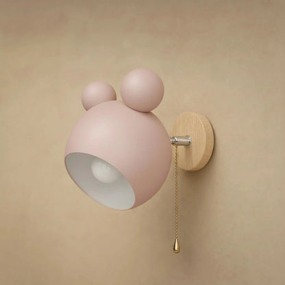 Applique murale Nemuria rose avec interrupteur à tirette et chaînette dorée | Delvanie