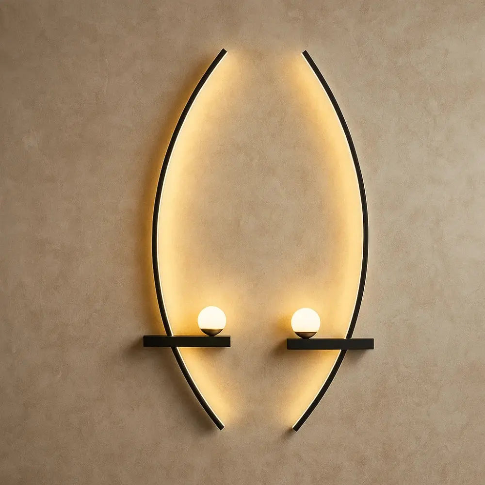 Applique Murale Led - Rayures Lumineuses Modernes | Raylume - Blanc chaud (sans RC) / Noir (G-D) | 55cm |   Delvanie