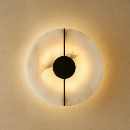 Applique Murale Marbre - Éclat Albâtre Luxueux | Marbélia - Blanc chaud (2700-3500K) / Noir 20cm |   Delvanie