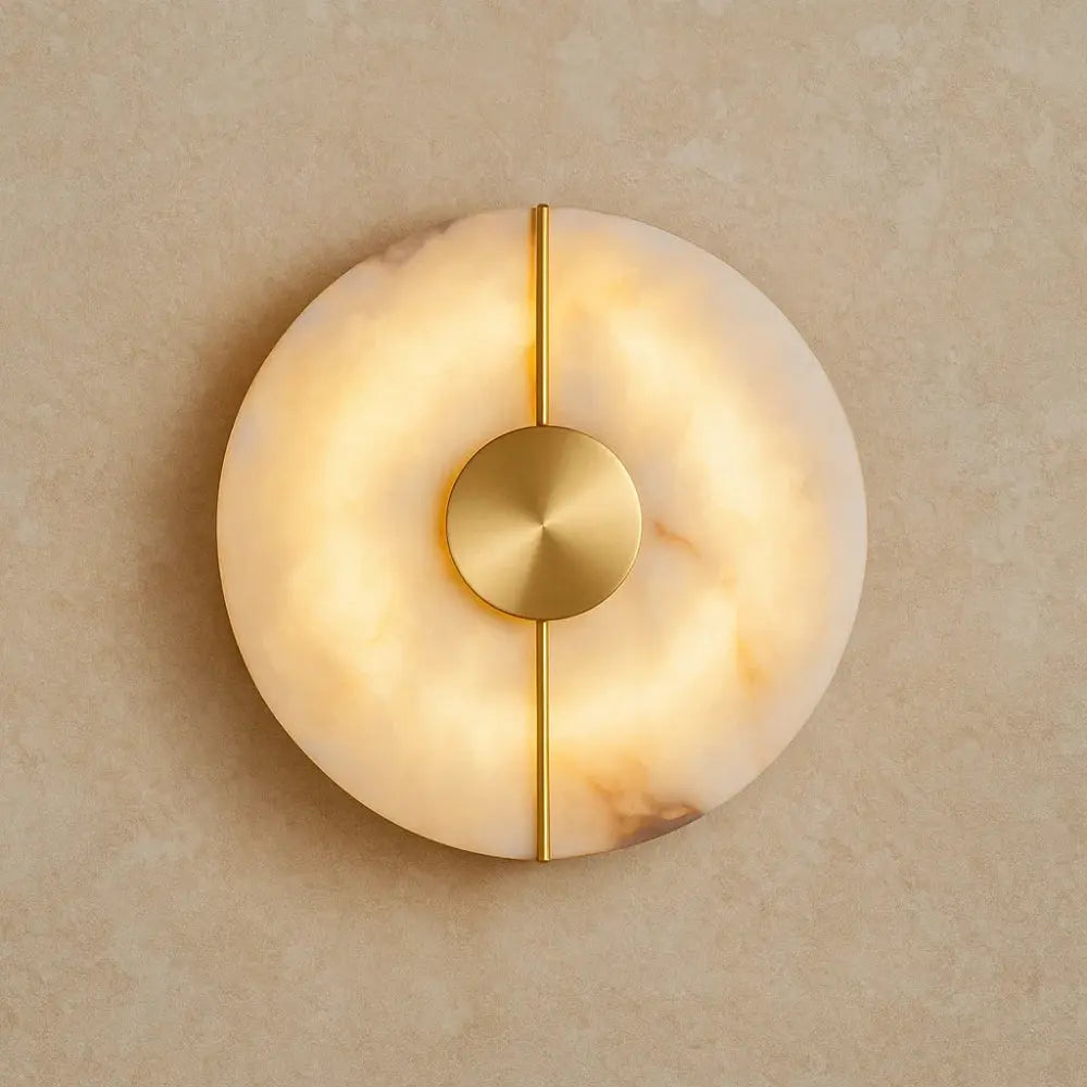 Applique Murale Marbre - Éclat Albâtre Luxueux | Marbélia - Blanc chaud (2700-3500K) / Or 20cm |   Delvanie