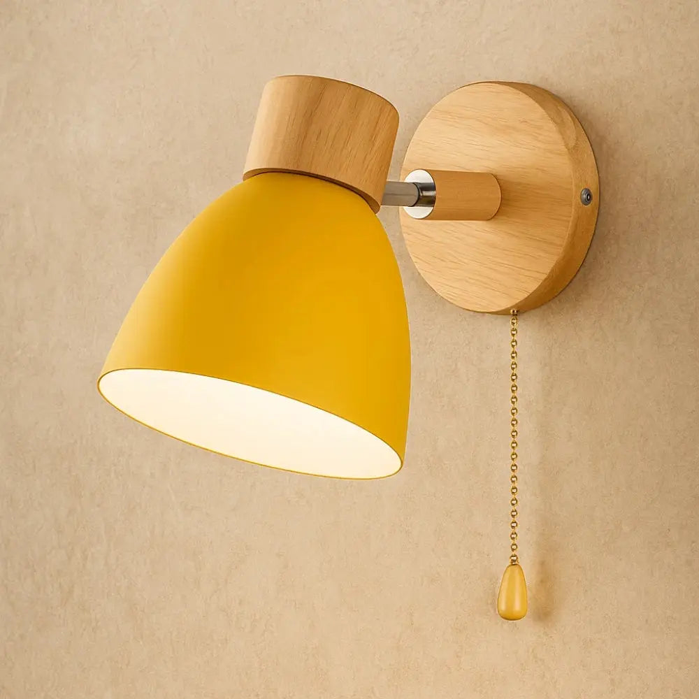 Applique Murale Nordique - Bois Épuré | Norya - Jaune / Avec Interrupteur |   Delvanie