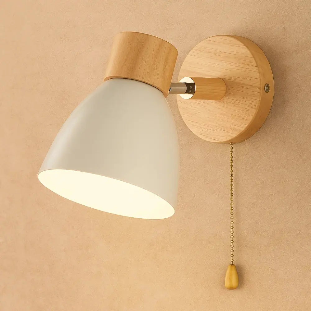 Applique Murale Nordique - Bois Épuré | Norya - Blanc / Avec Interrupteur |   Delvanie