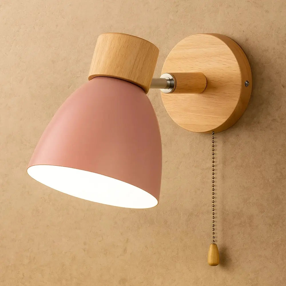 Applique Murale Nordique - Bois Épuré | Norya - Rose / Avec Interrupteur |   Delvanie