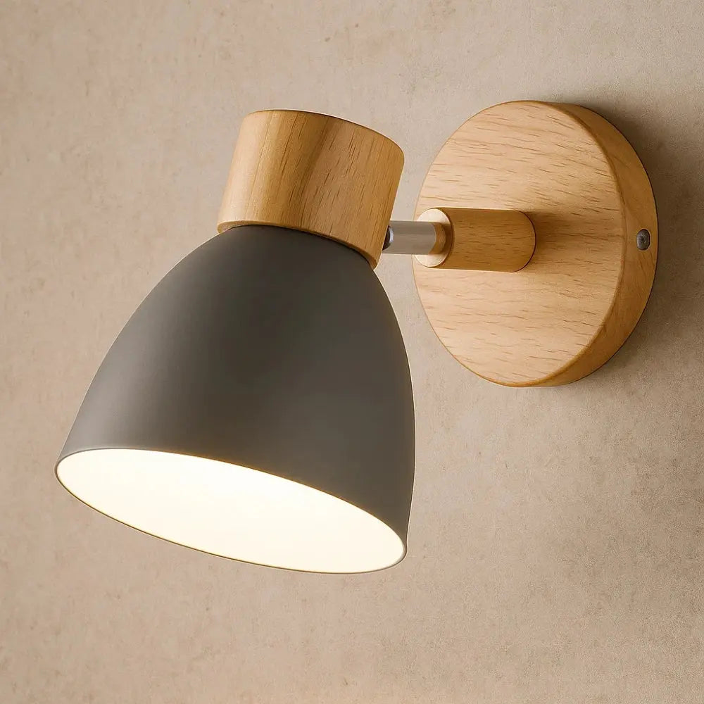 Applique Murale Nordique - Bois Épuré | Norya - Gris / Sans Interrupteur |   Delvanie