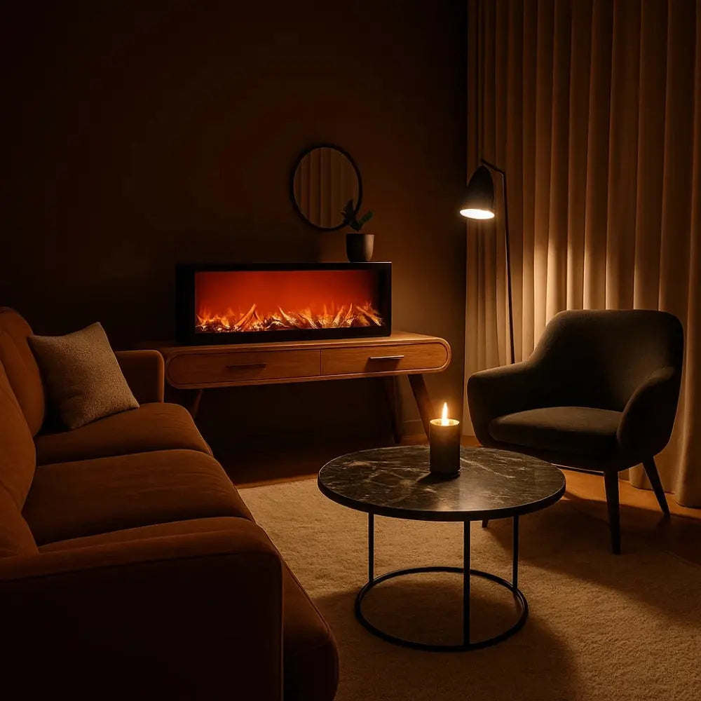 Cheminée Électrique, Flammes LED Sans Fumée, 60x20x10 cm, Lampe Déco ...