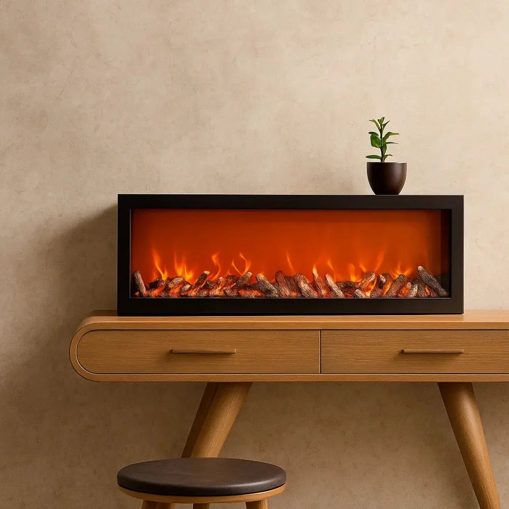 Cheminée Électrique, Flammes LED Sans Fumée, 60x20x10 cm, Lampe Déco ...