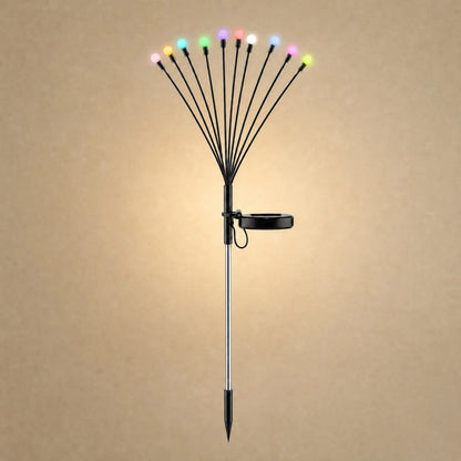 Piquet solaire de jardin en version multicolore, dix lucioles aux sept teintes changeantes