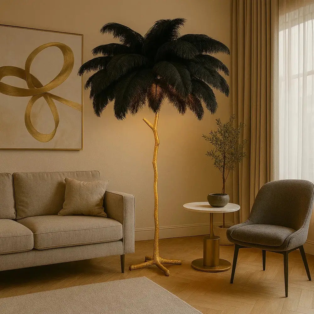 Lampadaire Plume - Plumes d'Autruche Opulentes | Ostrélys -  |   Delvanie