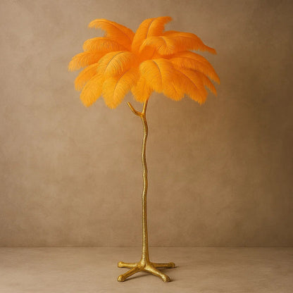Lampadaire Plume - Plumes d'Autruche Opulentes | Ostrélys - Orange |   Delvanie