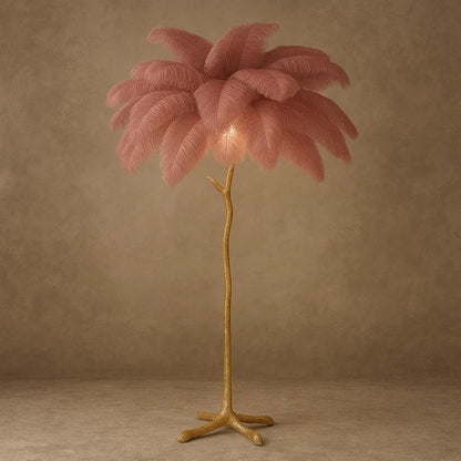 Lampadaire Plume - Plumes d'Autruche Opulentes | Ostrélys - Rosa |   Delvanie