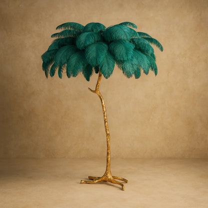 Lampadaire Plume - Plumes d'Autruche Opulentes | Ostrélys - Vert |   Delvanie