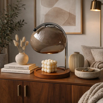 Lampe de Chevet Moderne - Verre Bois Japandi | Yunari -  |   Delvanie