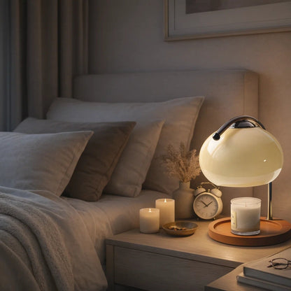 Lampe de Chevet Moderne - Verre Bois Japandi | Yunari -  |   Delvanie