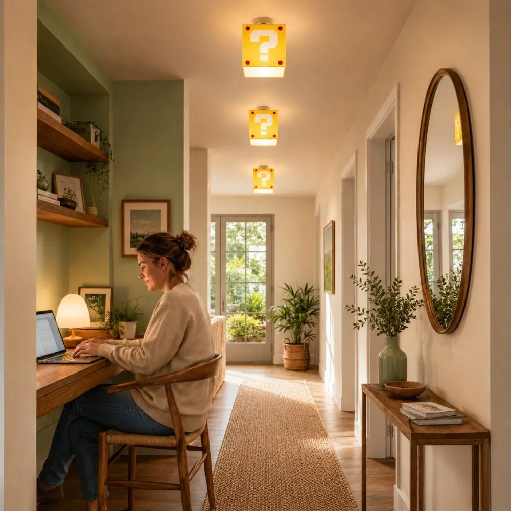 Lampe de Plafond - Cube Ludique Jaune | Quéria -  Luminaire plafonnier Delvanie