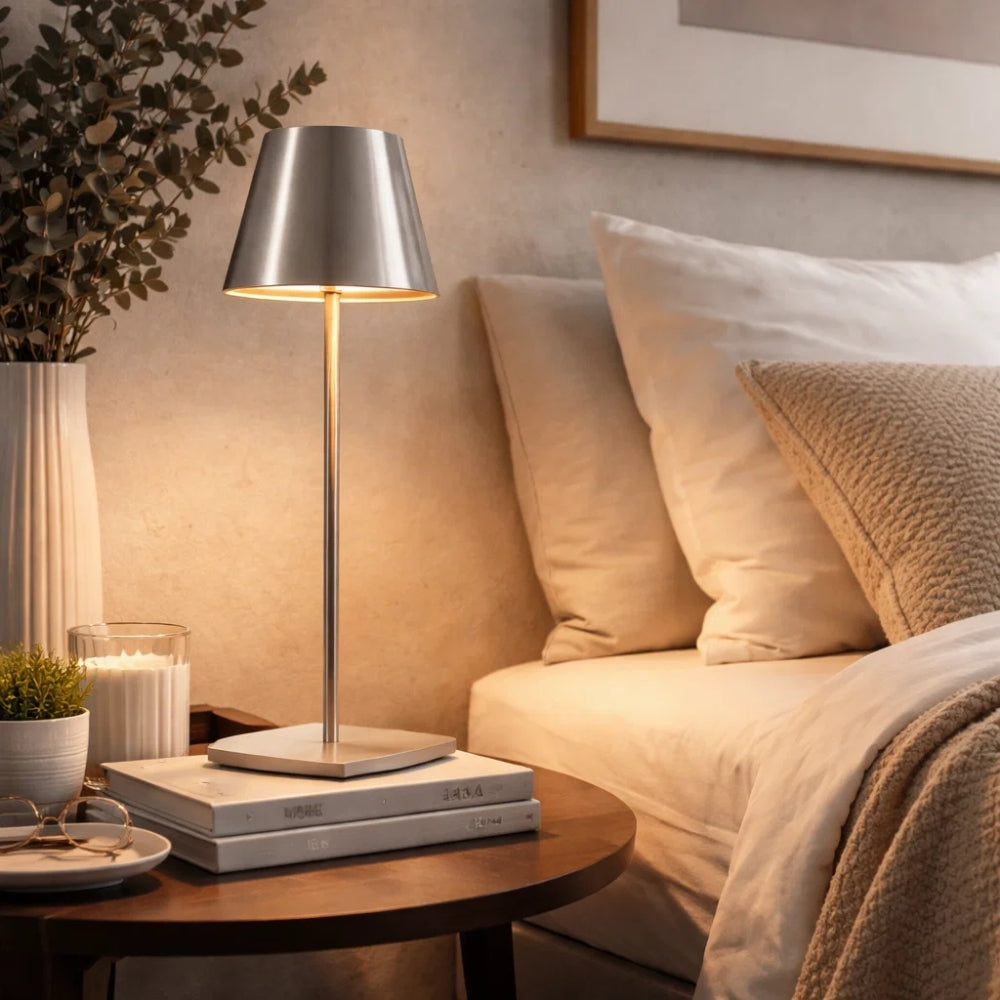 Lampe de Table LED Sans Fil - Élégance Japandi Discrète | Lysora -  |   Delvanie