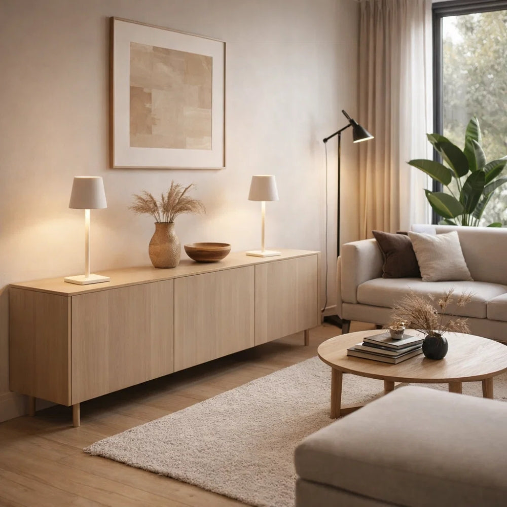 Lampe de Table LED Sans Fil - Élégance Japandi Discrète | Lysora -  |   Delvanie