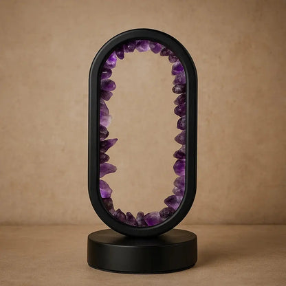 Lampe Cristal - Sérénité Améthyste | Auralight - Améthyste brute noire |   Delvanie