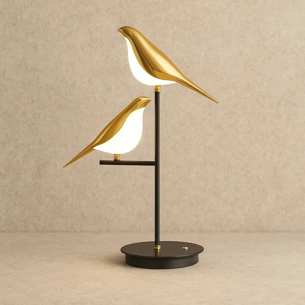 Lampe De Bureau Led - Oiseau Doré Sculptural | Aureplume - Lumière naturelle |   Delvanie
