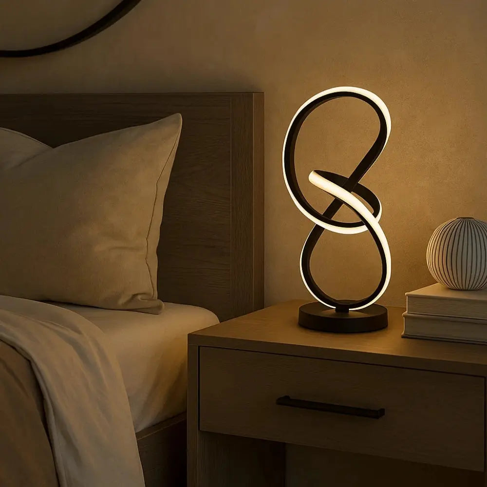 Lampe De Table Led - Boucle Sculpturale Apaisante | Enlacia -  |   Delvanie