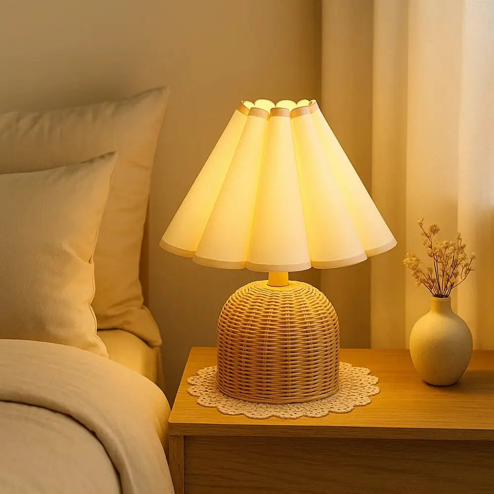 Lampe de Chevet en Rotin <br> Ambiance Bohème | Solana | Delvanie