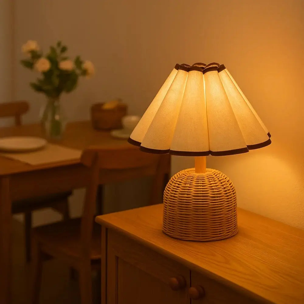 Lampe de Chevet en Rotin <br> Ambiance Bohème | Solana | Delvanie