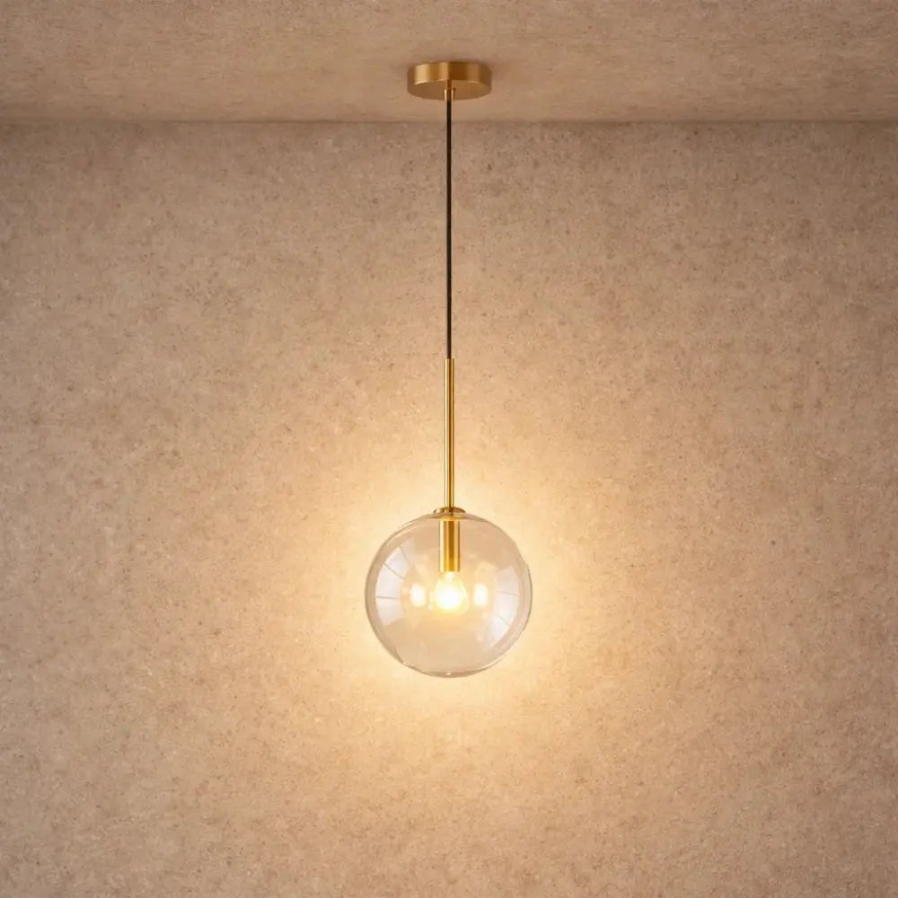 Luminaire En Verre Suspension - Sphère Dorée | Vaelorn