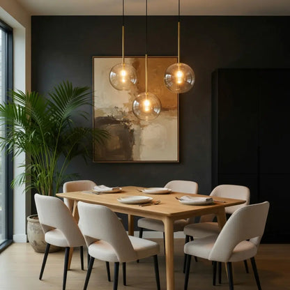 Luminaire En Verre Suspension - Sphère Dorée | Vaelorn