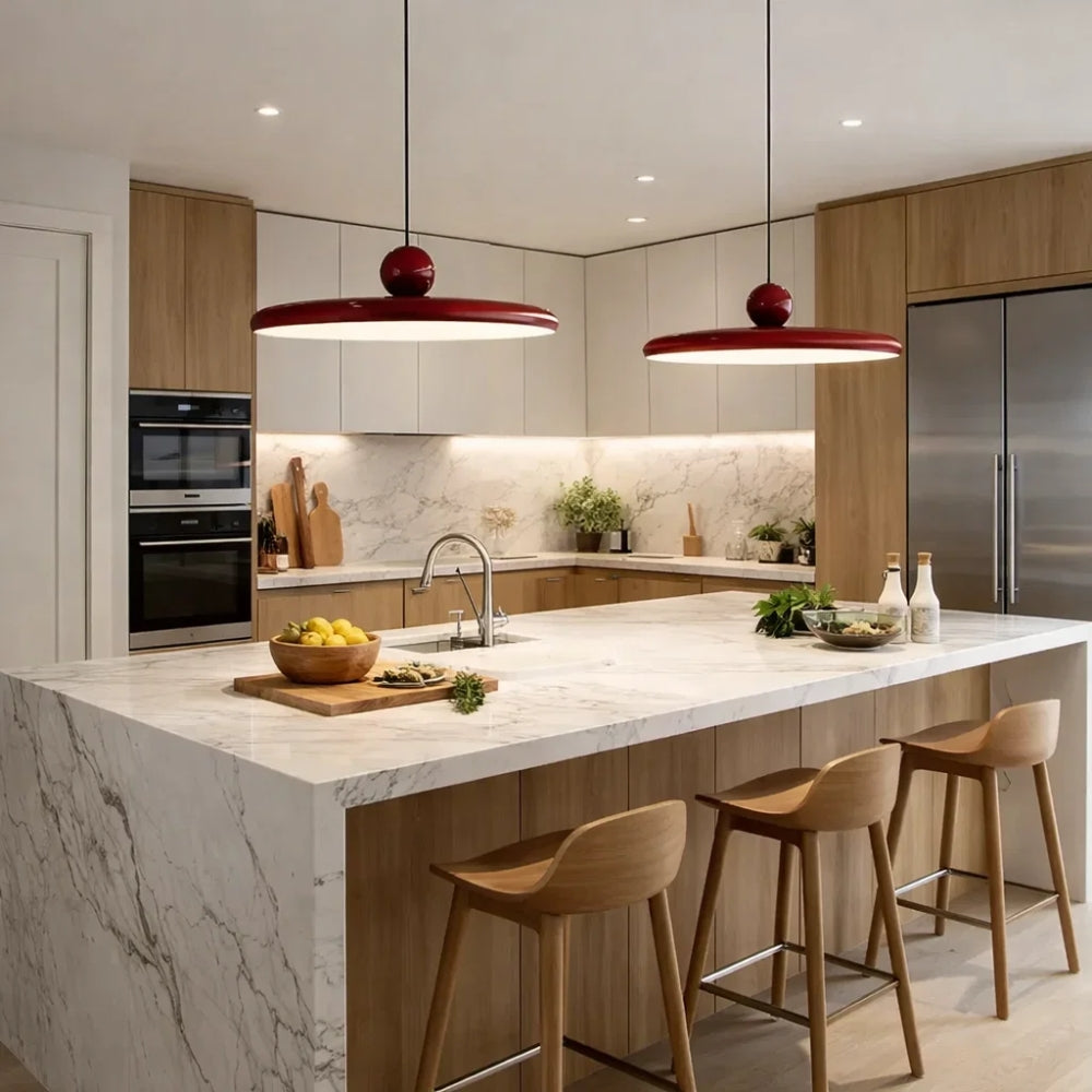 Luminaire Suspension Industriel - Disque Sculptural Laqué | Orbarys -  |   Delvanie