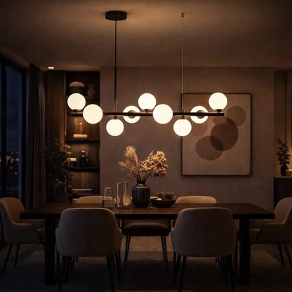 Luminaire Suspension Salle à Manger - Halo Linéaire Élégant | Aurelyn -  |   Delvanie