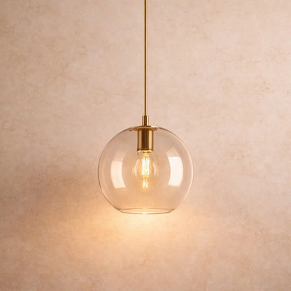 Luminaire Suspension Verre - Ambré Halo Doux | Cafélia -  |   Delvanie