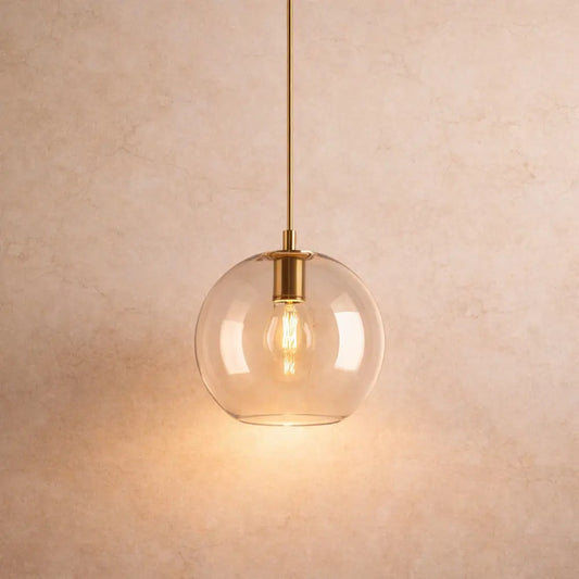 Luminaire Suspension Verre - Ambré Halo Doux | Cafélia -  |   Delvanie