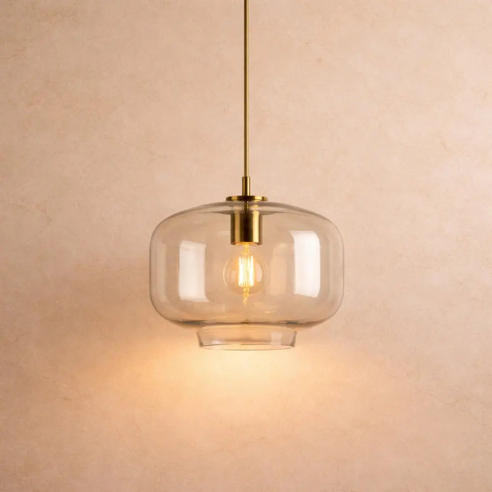 Luminaire Suspension Verre - Ambré Halo Doux | Cafélia -  |   Delvanie