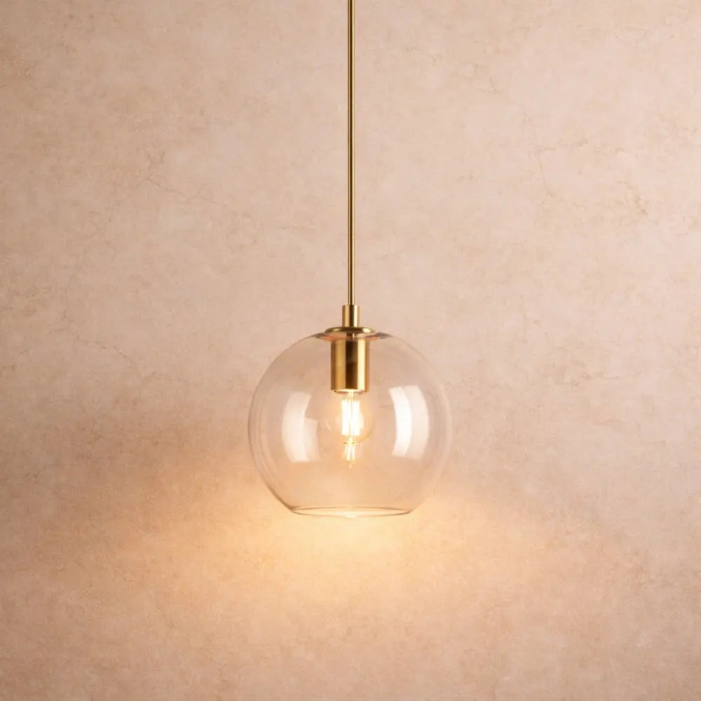 Luminaire Suspension Verre - Ambré Halo Doux | Cafélia -  |   Delvanie