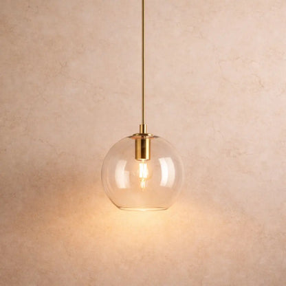 Luminaire Suspension Verre - Ambré Halo Doux | Cafélia -  |   Delvanie