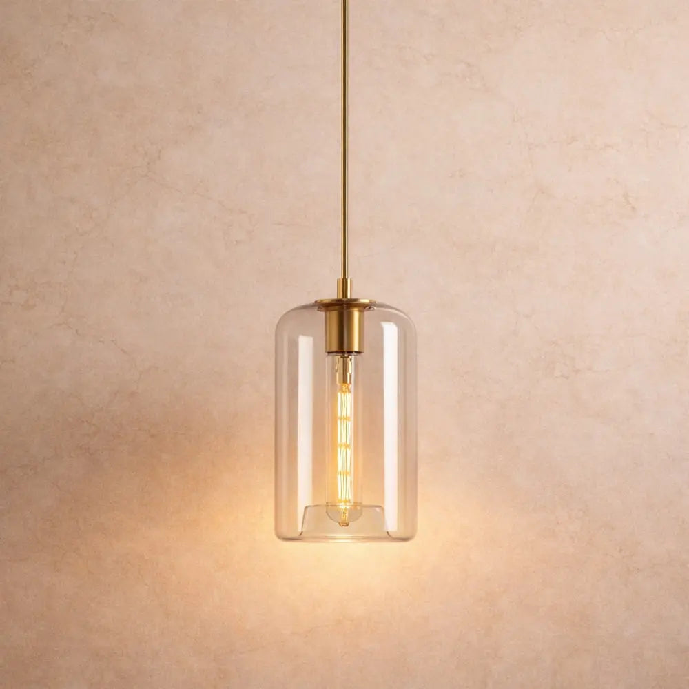 Luminaire Suspension Verre - Ambré Halo Doux | Cafélia -  |   Delvanie