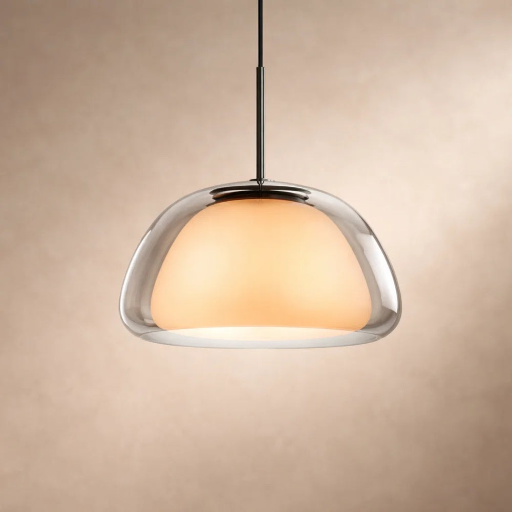 Luminaire Suspension Verre - Dôme Verre Givré | Elvarya -  |   Delvanie