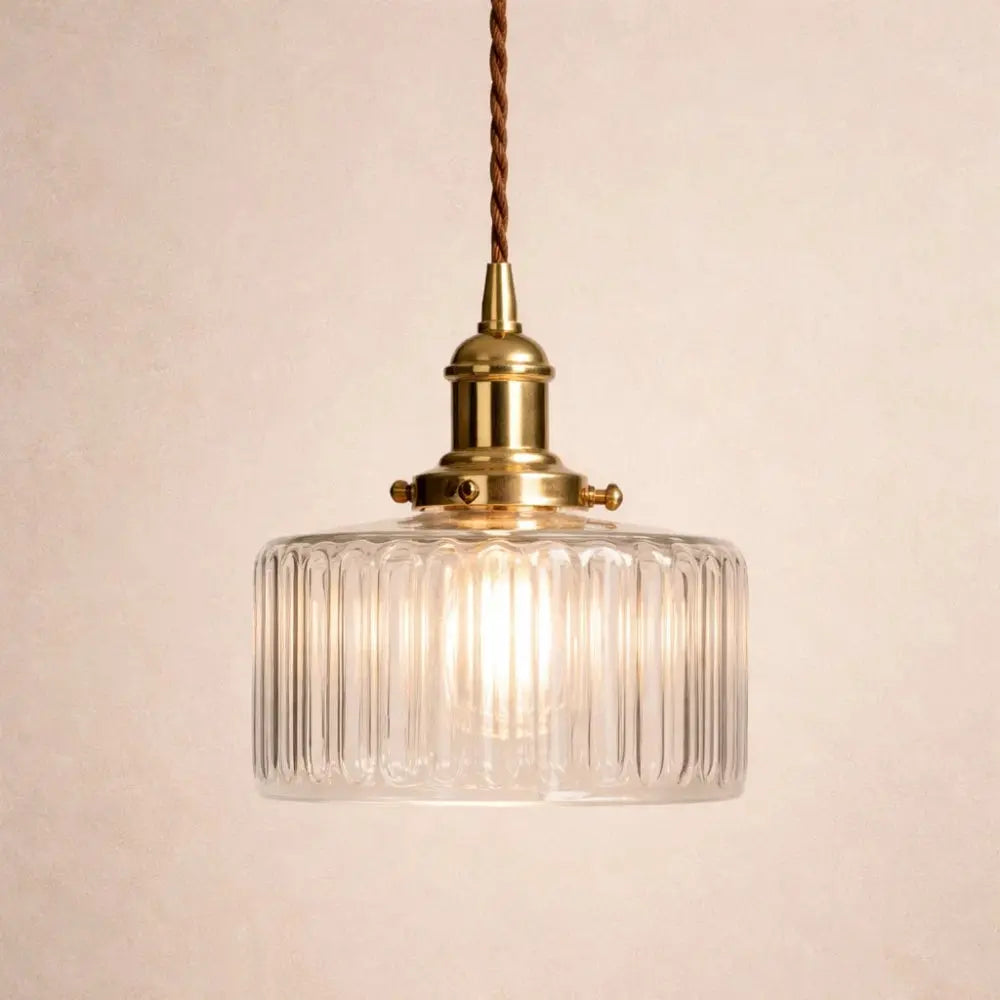 Luminaire Suspension Verre - Verre Cylindrique Vintage | Verrelia -  |   Delvanie