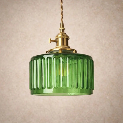 Luminaire Suspension Verre - Verre Cylindrique Vintage | Verrelia -  |   Delvanie