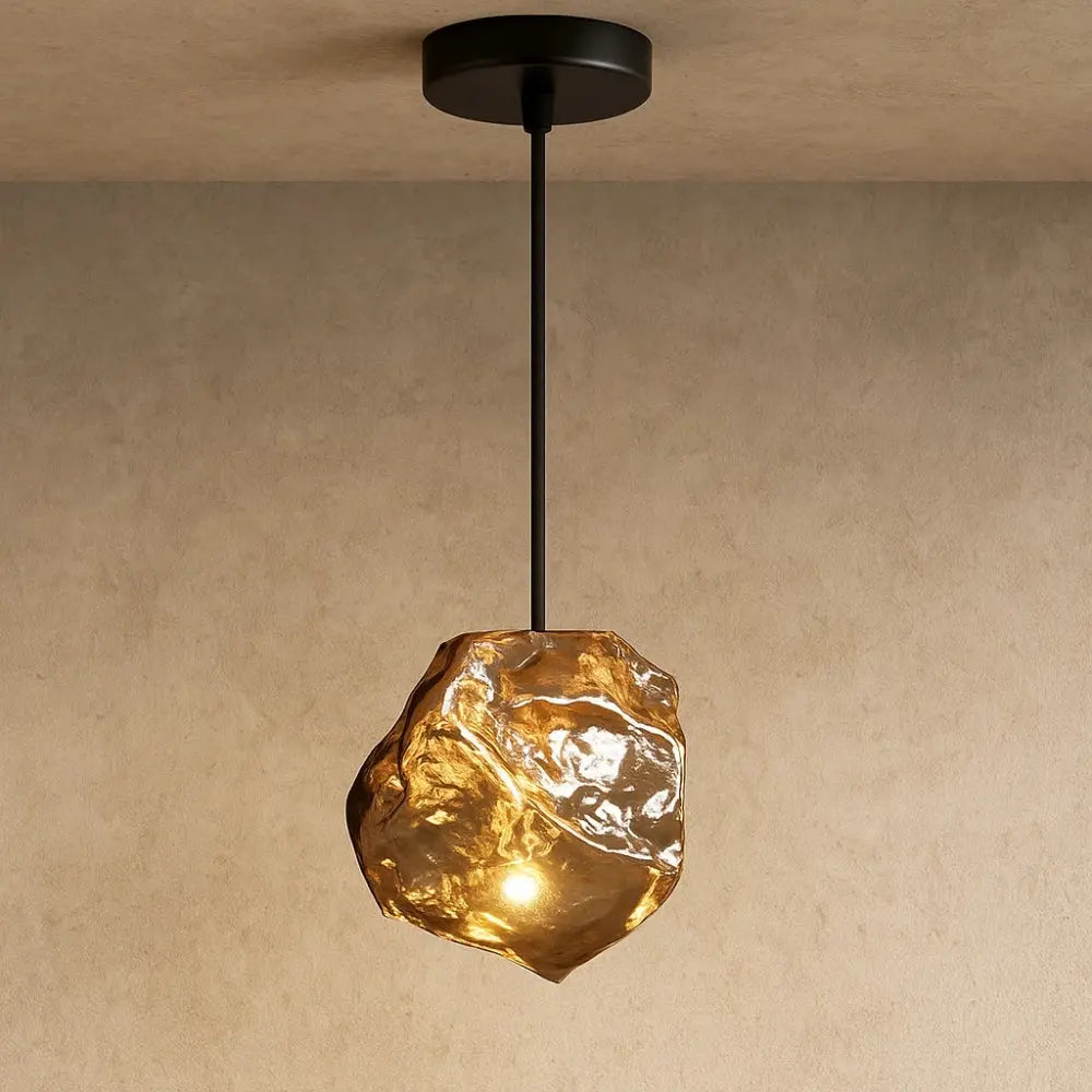 Suspension Luminaire Design - Halo Acrylique Raffiné | Luméor - Ambre / Variation d'intensité par la télécommande |   Delvanie