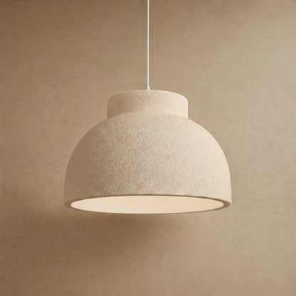 Lustre chambre wabi-sabi Nivoya crème, dôme crépi sculpté à la main